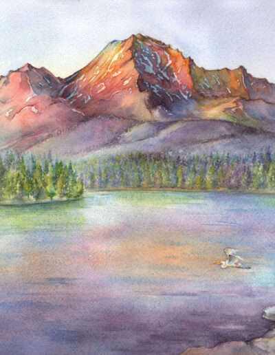 SUNSET AT LAKE SISKIYOU, size 9.5”x13.5”